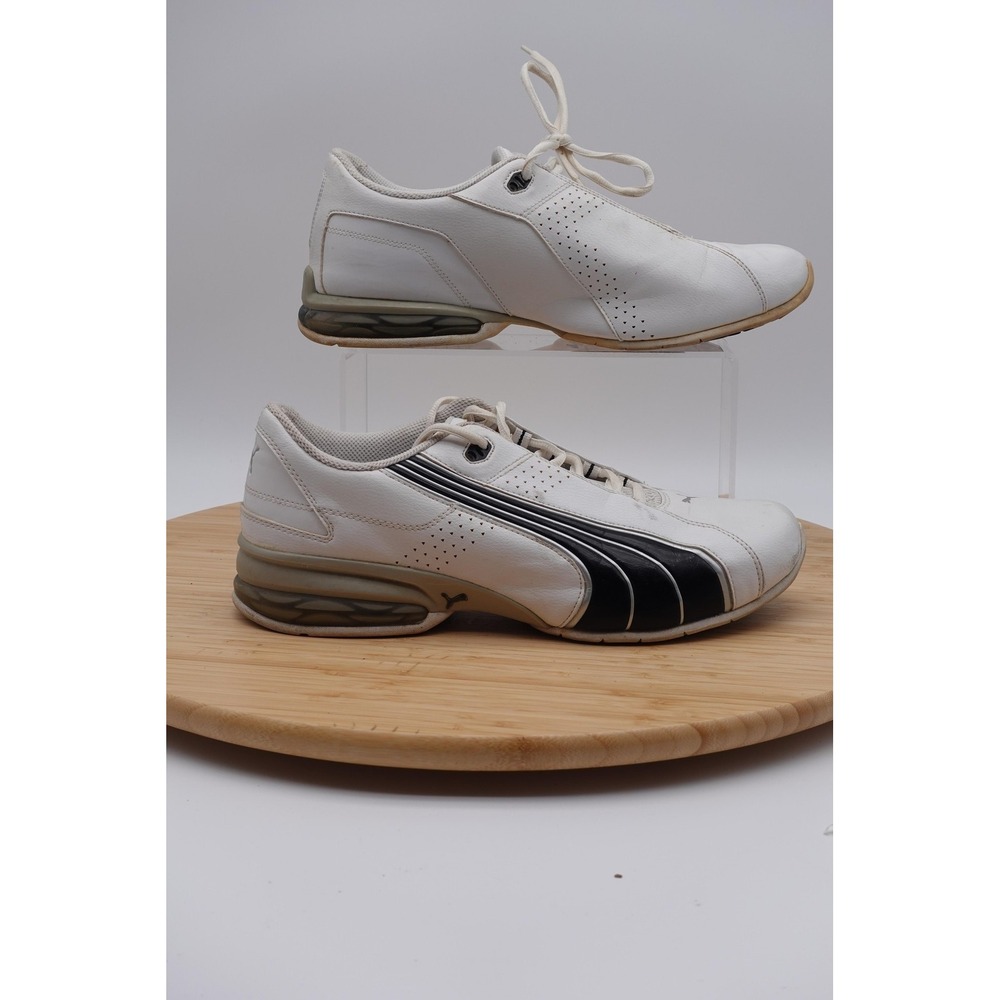Puma Shoes Mens Size 9.5 42.5 White Black Leather Walking Sneakers Low Top